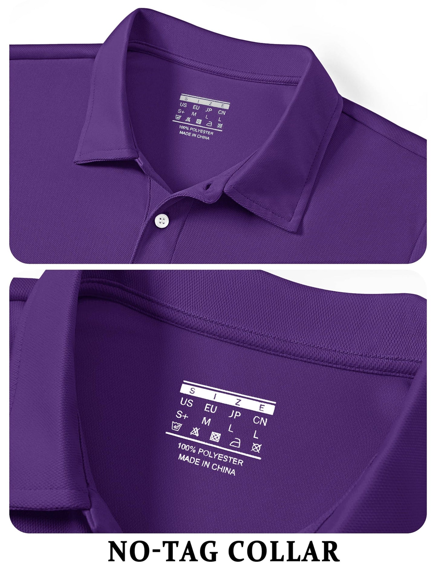 TACVASEN Mens Golf Shirt Dry Fit Mens Polo Shirts Short Sleeve Performance Golf Polos for Men with Collar Work Shirts Purple, XL