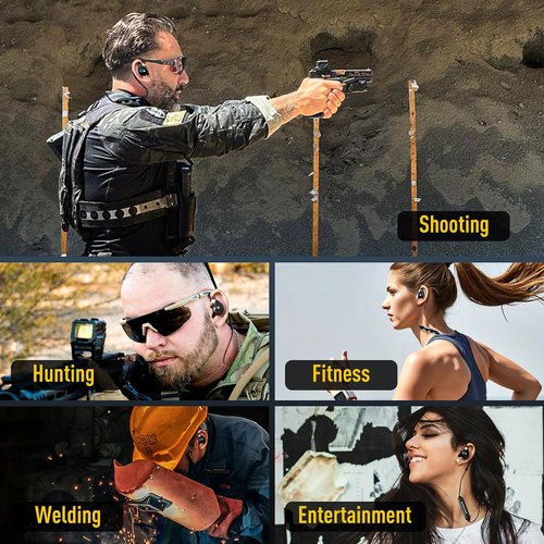 EARMOR Electronic Shooting Ear Protection Bluetooth 5.4, Shooting Ear Buds with NRR 26dB Noise Cancelling & Sound Amplication, IP67 Dustproof Waterproof for Hunting, Gun Range