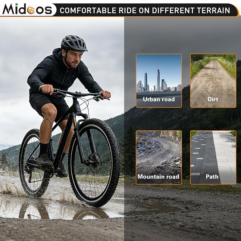 26x1.75 Inch Bicycle Tires Tubes Set – Folding, 2-Pack for 26” Road/Hybrid Bikes