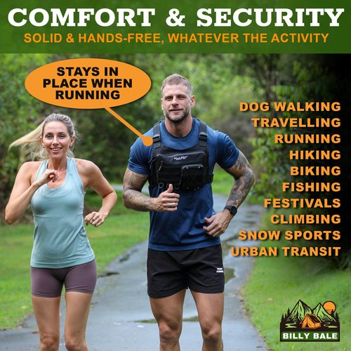 Billy Bale Sports Chest Bag – Lightweight, Outdoor Water-Resistant Adjustable EDC Front Tactical Pack for Hunting, Hiking, Running, Cycling, Travel - Compact & Durable Vest For Men & Women