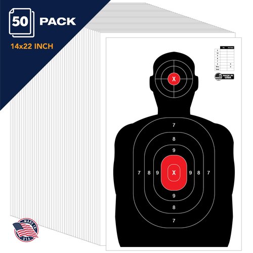 TRX Targets - 50 Pack Paper Shooting Target, Range, Qualification, Practice, Archery, Pistol, or Rifle (14x22 inch) Made in America