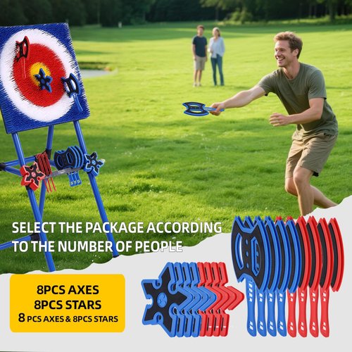 Stiatu 8-Pack Throwing Axes for Bristle Target ??Red & Blue Durable Plastic Axes Set, 4-Dart Set per Color