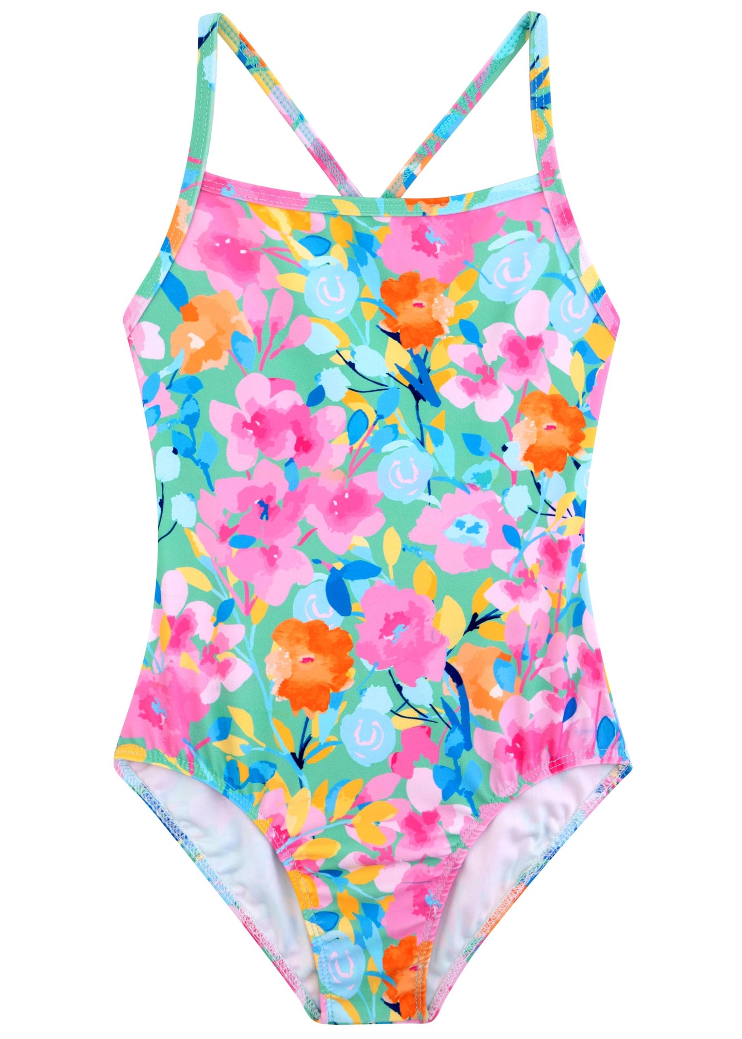 Belovance Girls Swimsuits One Piece Bathing Suit with Criss Corssback Straps 5t Size 6 Toddler Kids Children Swimming Suit Pink Floral Beach Swimwear Quick Dry (Pink Floral, 5-6 Years)
