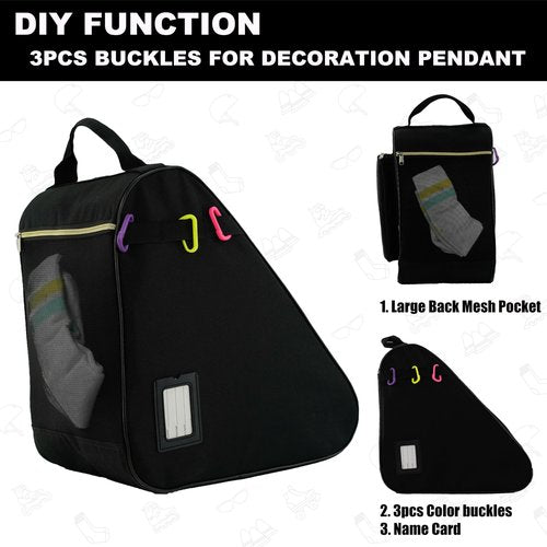 HEXIFUL Skate Bag for Ice, Inline, Roller & Quad Skates - Kids & Adults (Black/Gold)