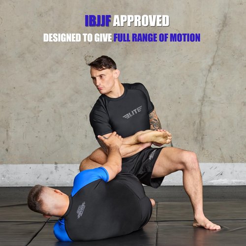 Elite Sports New Item Standard Short Sleeve Compression, Mma, Bjj, No Gi, Cross Training Rash Guard, Large, Black