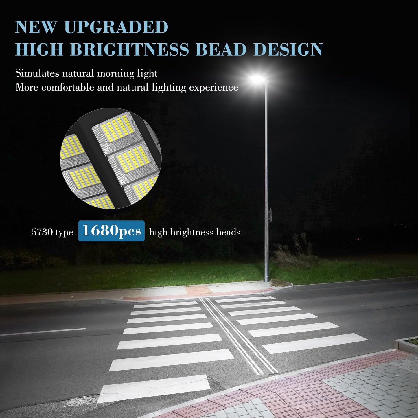 OKPRO 15000W Solar Street Light, 7000K Solar Lights Outdoor Waterproof Motion Sensor, Solar Security Light IP66 Waterproof, Solar Street Lights Outdoor Dusk to Dawn for Parking Lot, Yard, Farm(2Pack)