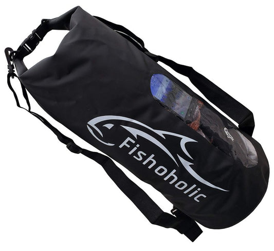 Fishoholic Dry Bag - Waterproof Gear Bags - Fail-Safe Snap - Made Tough & Durable for Kayaking Boating Fishing Hiking Camping Paddle Board & Tailgaiting (Blk, 30L)