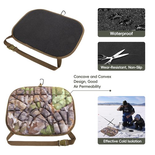 BLISSWILL Hunting seat Cushion，Stadium Cushion，100% Memory Foam Silent Lightweight for Camping, Hunting, Fishing，Camping，Outdoor（Super Camo-Timber）