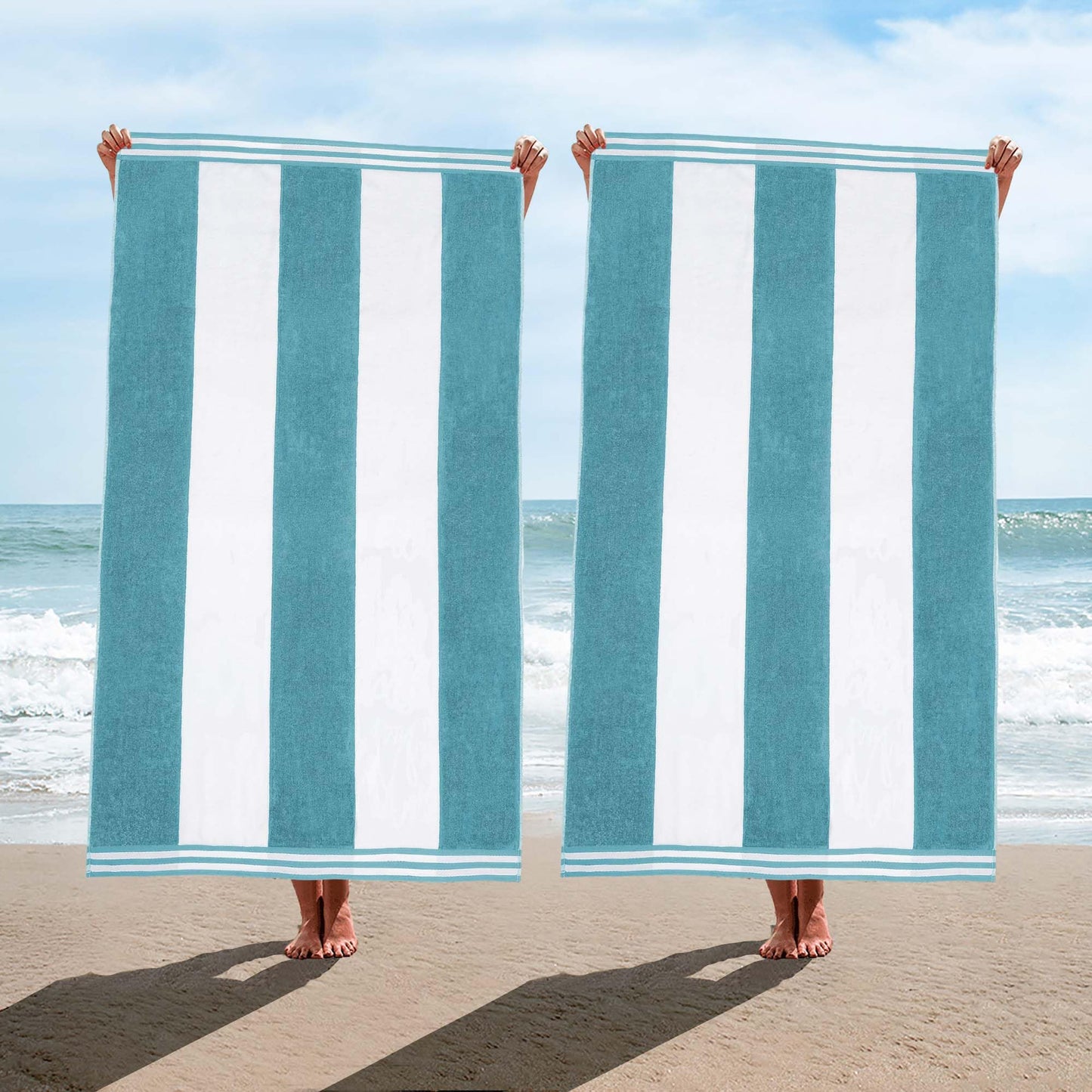 Superior Oversized Beach Towel, Turquoise (Set of 2)