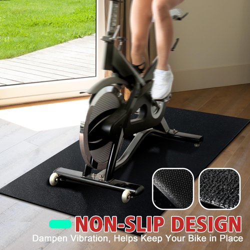 Peloton Bike Mat | 6mm Thickness, Exercise Bike Mat/Treadmill Mat for Hardwood Floors or Carpet, Non-Slip Sweat-Proof Exercise Equipment Mat for Bike Trainer/Stationary Spin Bike/Indoor Cycling