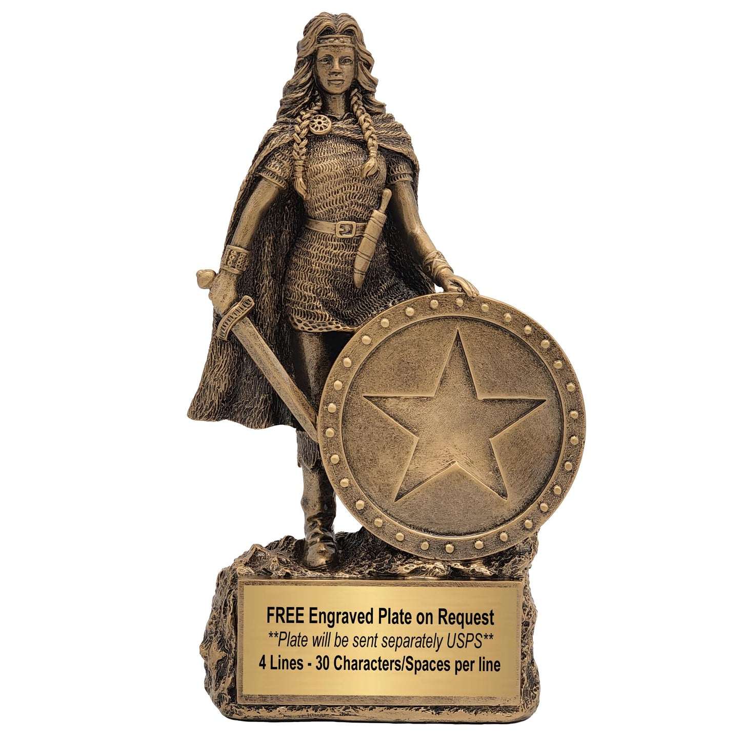 Decade Awards Female Champion Trophy - Engraved Woman Warrior Award - Celebrate Her Strength, Triumphs, and Unstoppable Spirit - Custom Engraved Plate on Request (6.75 Inch Tall)