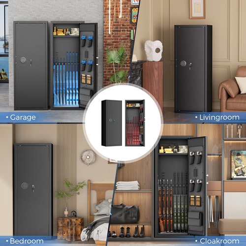 Greenvelly 10 Gun Safe for Rifles and Pistols,Gun Cabinet with Password Lock for Home,Office,Bedroom(10-14Guns,Assembly Required)