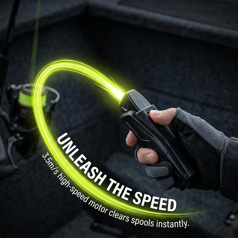 Electric Fishing Line Stripper – 3.5 m/s Portable Line Removal Tool for Spinning, Casting & Trolling Reels