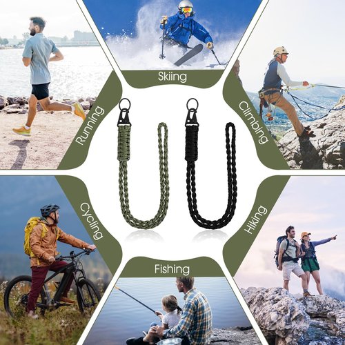 HJZHII 2PCS Heavy Duty Paracord Lanyard, Premium Whistles Wrist Strap Braided Strap Lanyard Keychain Necklace Keychains Parachute Rope for Outdoor Activities