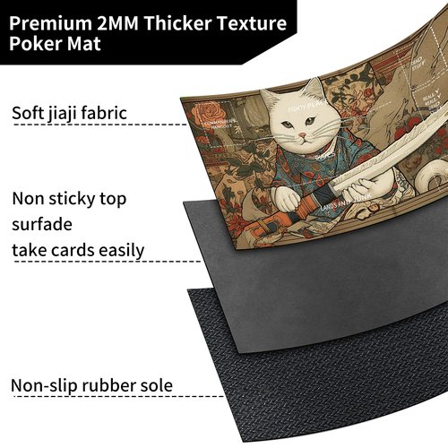 Playmat for MTG,Card Playmat Stitched with Zones for MTG Card Game Playing, TCG and Board Game Mat for Cards,Mousepad Desk Mats,Game Mat 24 x 14 inches-Cat with Sword
