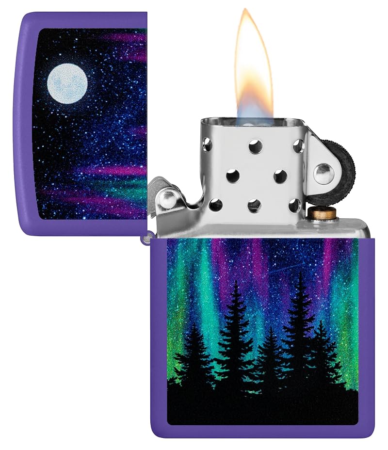Zippo Northern Lights Design Purple Matte Pocket Lighter