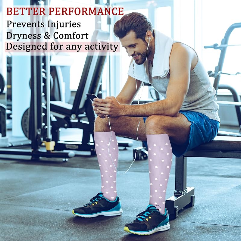 CHARMKING 8 Pairs Compression Socks 15-20 mmHg for Men & Women – Calf Support (Variation: 44 Black/Purple/Purple/Purple/Purple+Large-X-Large)
