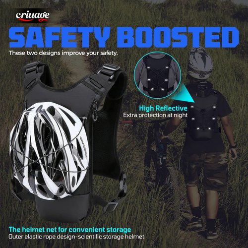 Criuage USA Original Patent Running Hydration Vest Backpack, Lightweight Chest Pack with 2.0L Water Bladder Bag Daypack for Hiking Running Cycling Race Marathon for Women Men (Black, Standard)