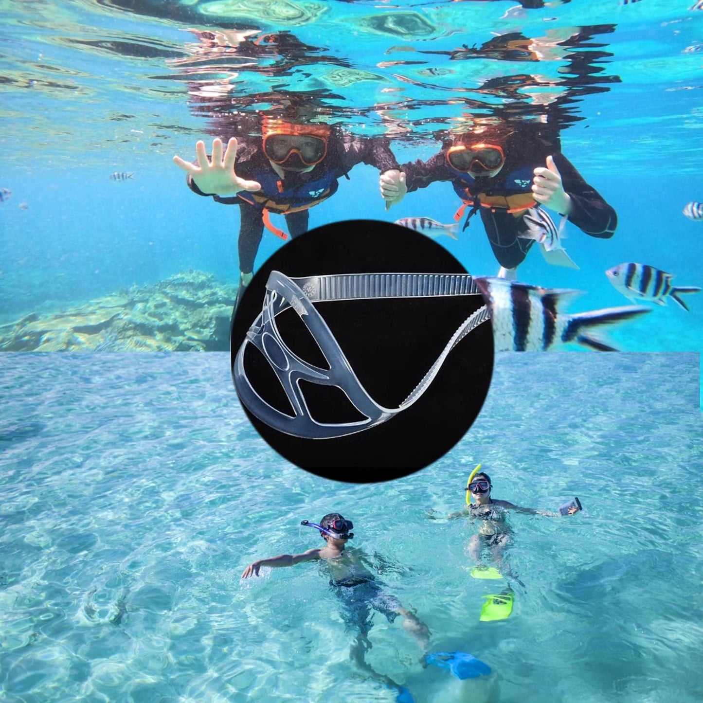 2PCS Silicone Replacement Universal Dive Scuba Mask Strap Swimming Goggles Strap for Diving Swimming Snorkeling Accessories For Diving Swim Snorkel(BLACK)