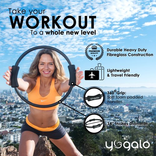 Pilates Ring and Ball Set with 3 Resistance Bands - Pilates Equipment for Home Workout - Magic Circle Pilates Ring 14 Inch to Tone, Sculpt and Strengthen - Fitness Ring for Yoga and Pilates (Blue)