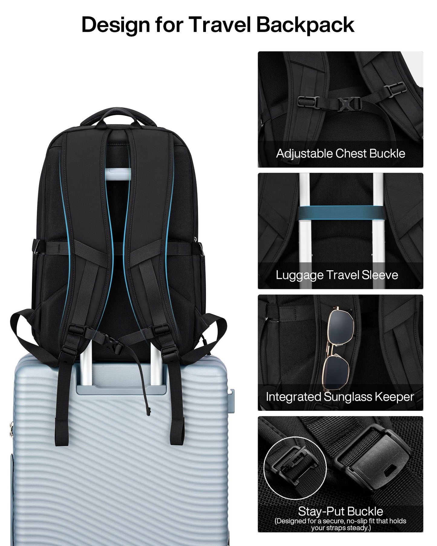 MILADA Travel Backpack for Women&Men,Expandable 28L to 39L,Fits 17" Laptop