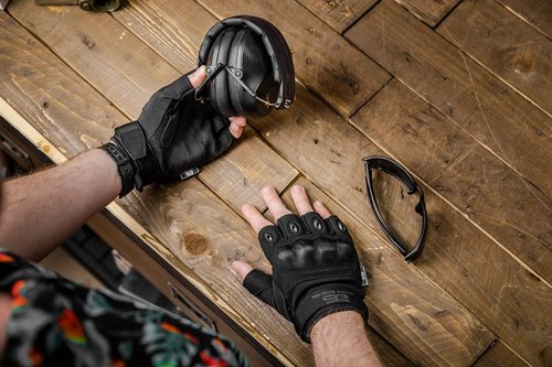 Glove Station- Fingerless Knuckle Tactical Gloves for Men - Motorcycle Gloves for Tactical Shooting, Airsoft, Hunting, Police Work and Hiking - Black/X-Large