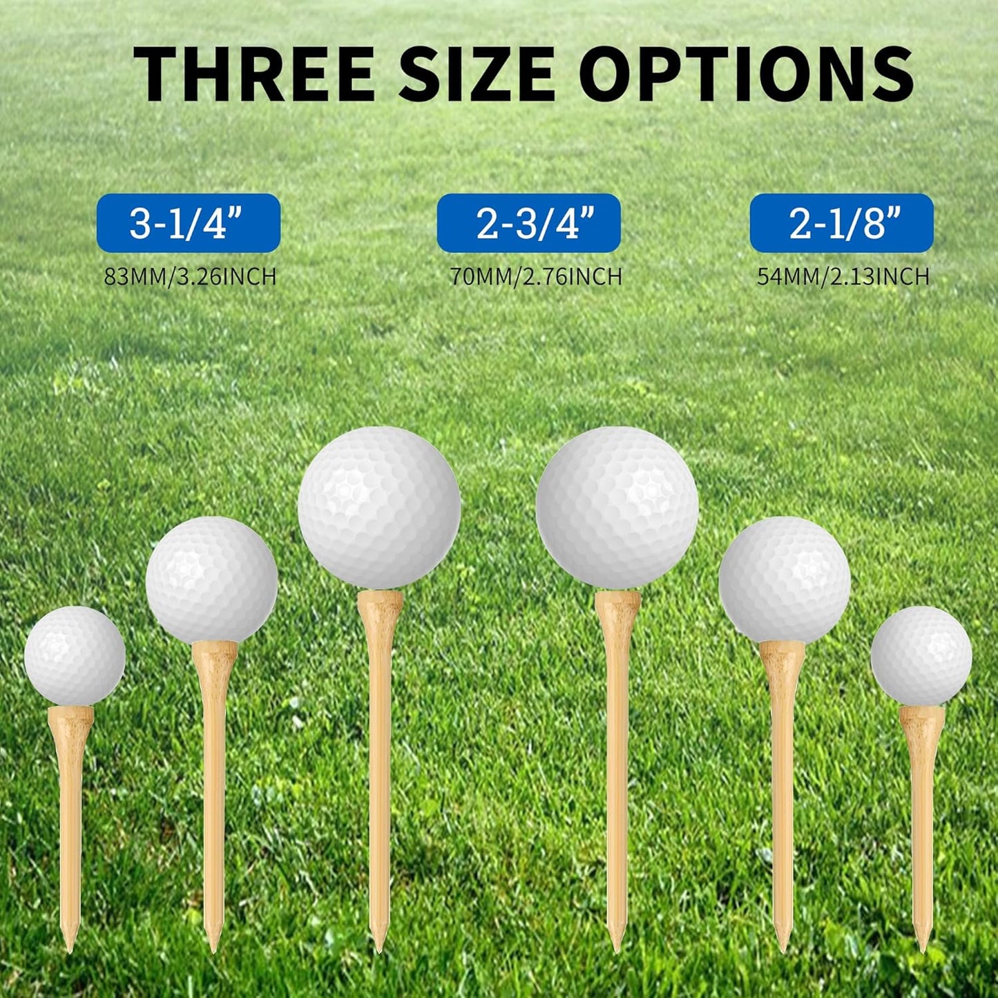 100-1000pcs Personalized Golf Tees, Printed with Your Name or Text Logo. Custom Bamboo Golf Tees, 3 1/4'' 2-3/4'' 2-1/8'', Personalized Golf Gifts