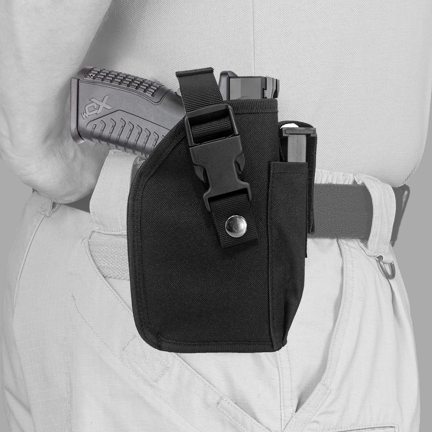 Bursport Universal Waist Belt Holster for Handguns with Under Barrel Laser or Light for Medium Full Size Handguns
