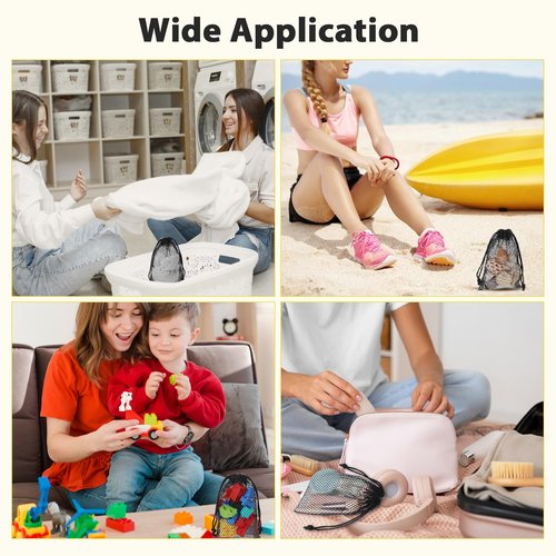 8 Pcs Small Mesh Bags, 6 X 4" Portable Black Nylon Mesh Drawstring Bags, Small Travel Stuff Bag for Toy Sports Storage Outdoor Activities
