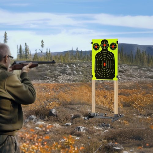 Niffgaff Adjustable Shooting Target Stand ??Heavy-Duty Metal Target Holder for Paper Targets, Adjustable from 10" to 24", Includes Ground Stakes & Clips (Planks Not Included, 2 Pack)