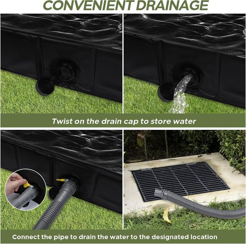 Portable Shower Pan 41" x 41" x 5" Foldable Camping Shower Base with Drain Hose and Clamp Shower Basin for Outdoor, Camping, Beach
