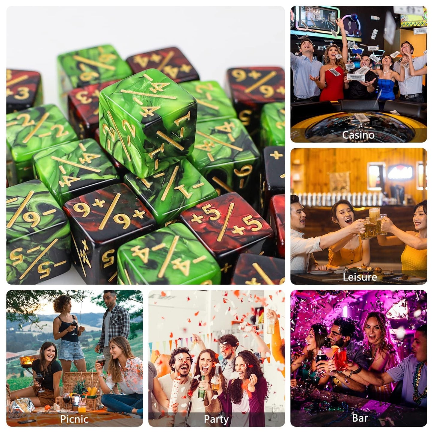 24 Pieces MTG Counters Token Dice, Magic The Gathering Glitter Sparkle Loyalty Cube, Starry Marble D6 Compatible With MTG, CCG, Card Gaming Accessory (Type 2)