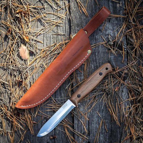BPS Knives Left Hand BS2FT CSH - Full Tang Bushcraft Knife With Leather Sheath - Survival Tactical Knife - Camping Knives - Outdoor Knives - Fixed-Blade Carbon Steel Utility Knife