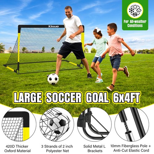 Kids Soccer Goal for Backyard Set - 2 of 6x4 ft Soccer Goals Training Equipment, Soccer Net for Kids Age 3-5 6-8 8-10 10-12, Ball, Targets for Toddler Kid Youth Soccer Games Sports Outdoor Play