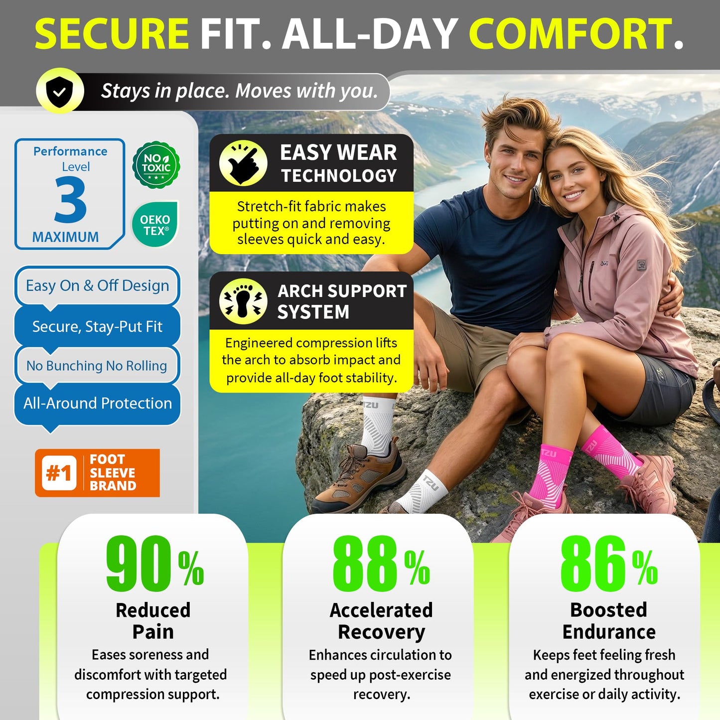 Compression Socks for Plantar Fasciitis, Achilles Tendonitis, Arthritis Relief, Ankle Brace Compression Sleeve with Foot Arch Support, Ankle Wrap for Women, Men, Swelling & Heel Pain White L-XL