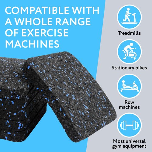 Impresa 6-Pack Exercise Equipment Pads - Workout Mats for Home Gym - 4 x 4 x 0.5 in Rubber Floor Protectors - Anti-Skid Foot Pads for Treadmill Pad & Exercise Bike - Rubber Gym Flooring Shields