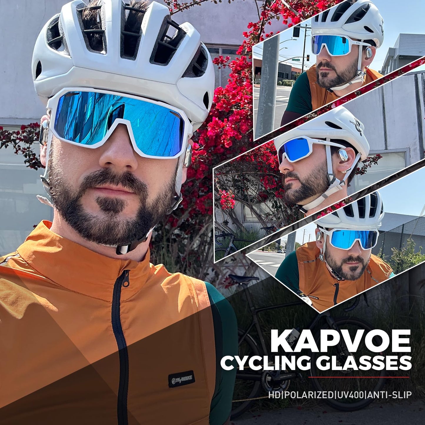 KAPVOE Polarized Cycling Glasses Sports Sunglasses, UV400 Running Fishing Baseball Glasses for Men Women K62