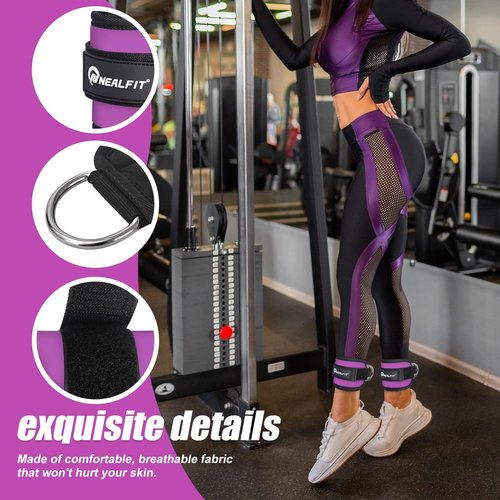 NEALFIT Ankle Strap for Cable Machine, Gym Ankle Cuff for Kickbacks, Leg Extensions, Glute Workouts, Booty Hip Abductors Exercise for Women and Men (Purple, Single)