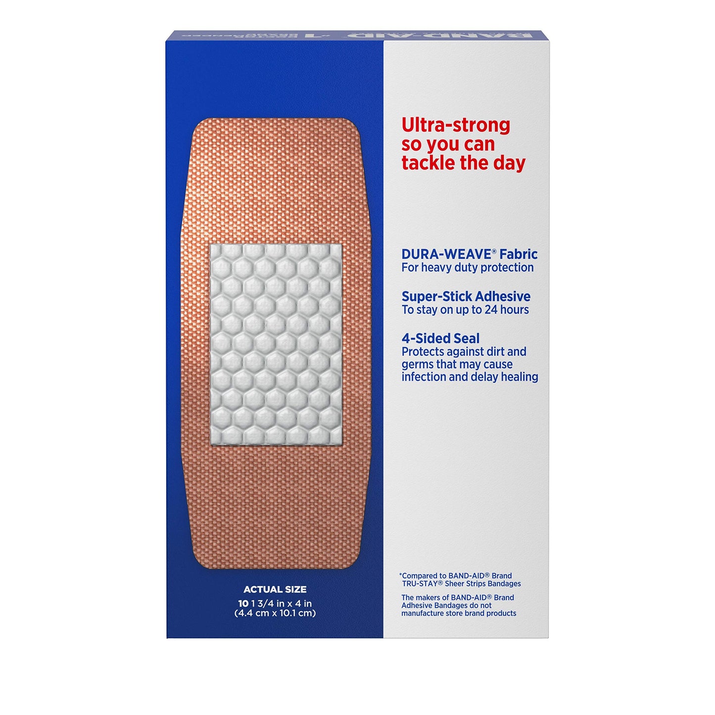 Band-Aid Brand Sterile Tough Strips Adhesive Bandages for First Aid & Wound Care, Durable Protection & Comfort for Minor Cuts & Scrapes, Heavy-Duty Fabric Bandages, Extra Large, 10 ct (Pack of 2)