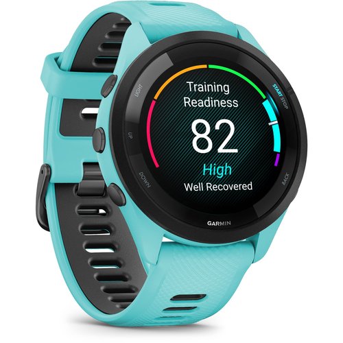 Garmin Forerunner 265 Running Smartwatch, Colorful AMOLED Display, Training Metrics and Recovery Insights, Aqua and Black, 46 mm (Renewed)