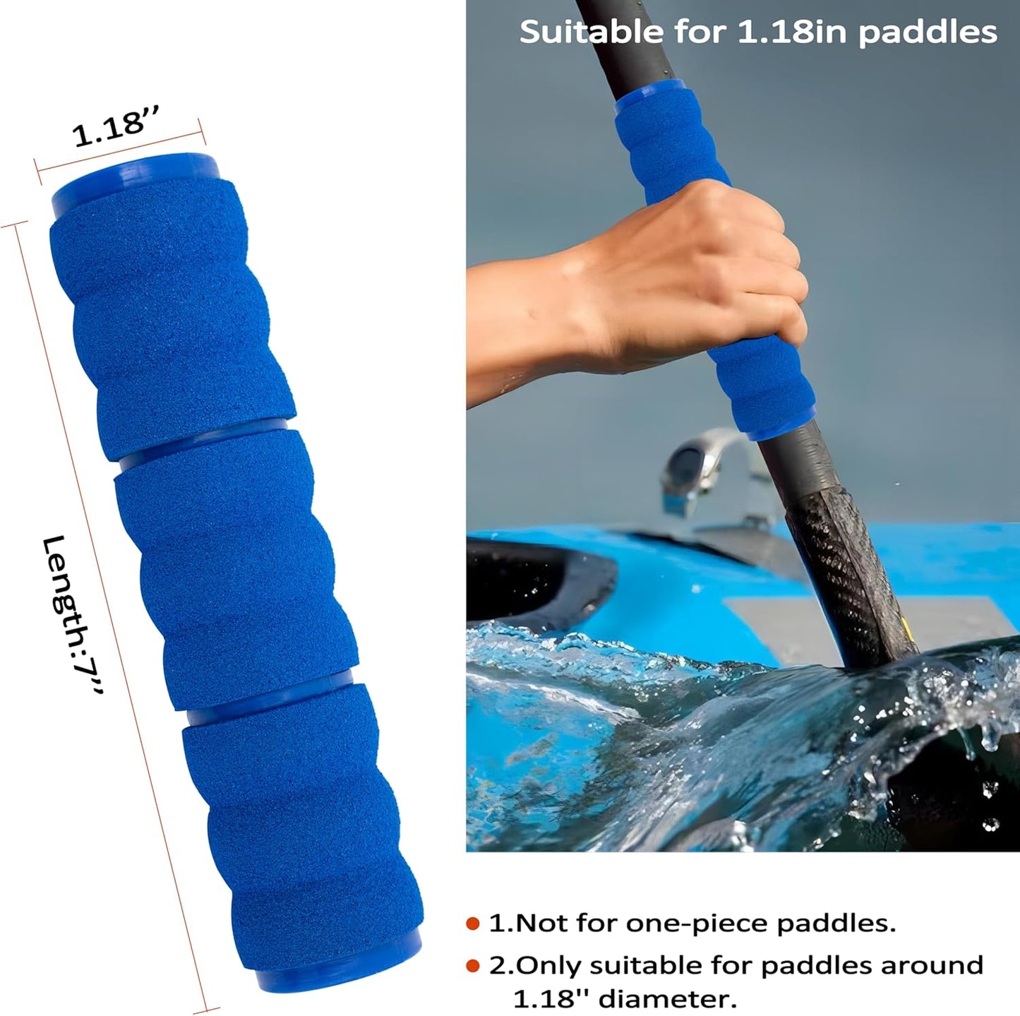 Kayak-Paddle-Grips-2-Pack - No-Slip Oar-Grip for Take-Apart Paddles,Blister Prevention Kayaking Accessories(Diameter 30mm/1.18 inches)