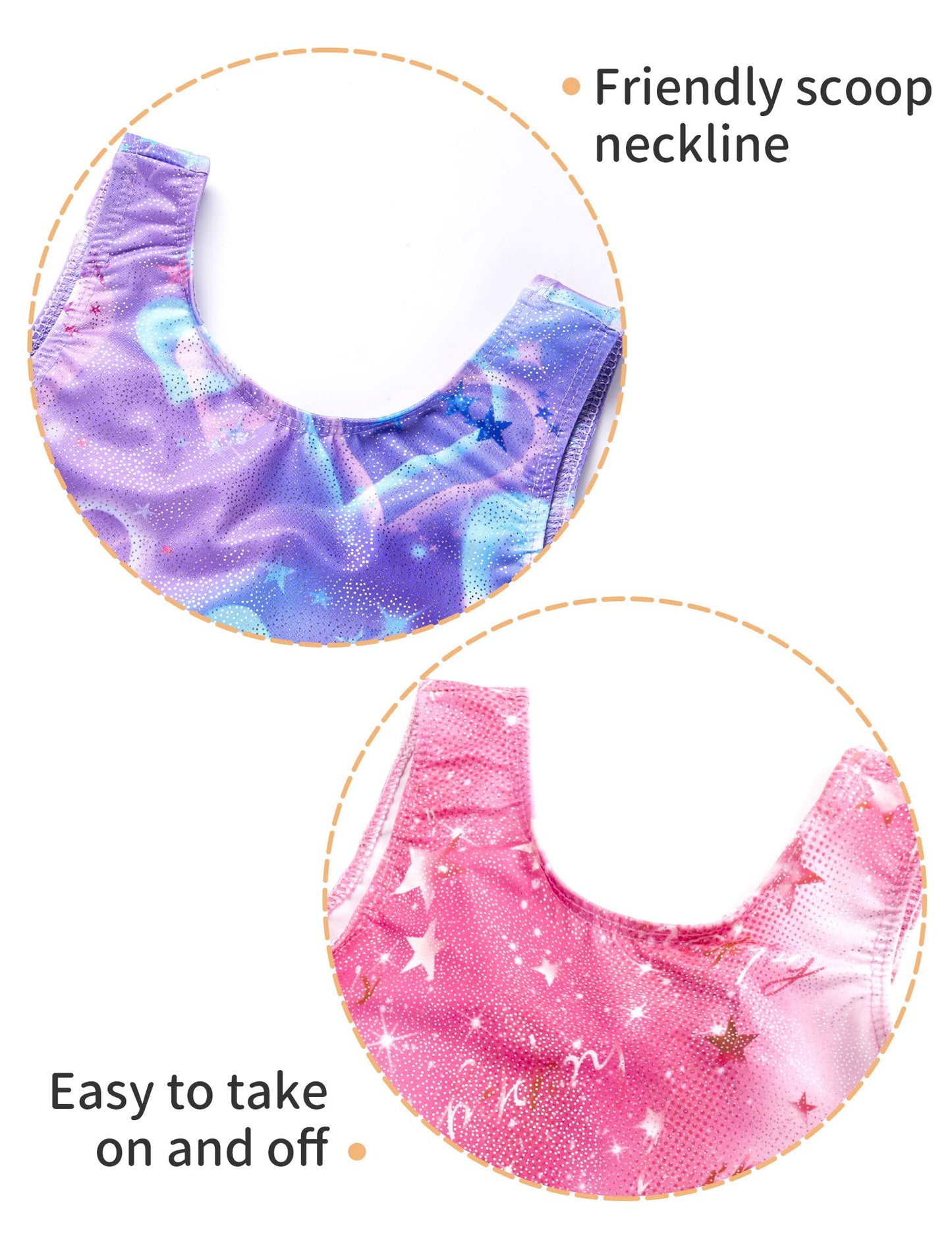 Nokecina Gymnastics Leotards for Girls 8-9 Years Old Sparkly Purple Pink Biketards 2 Pack One Piece Sleeeveless Unitards