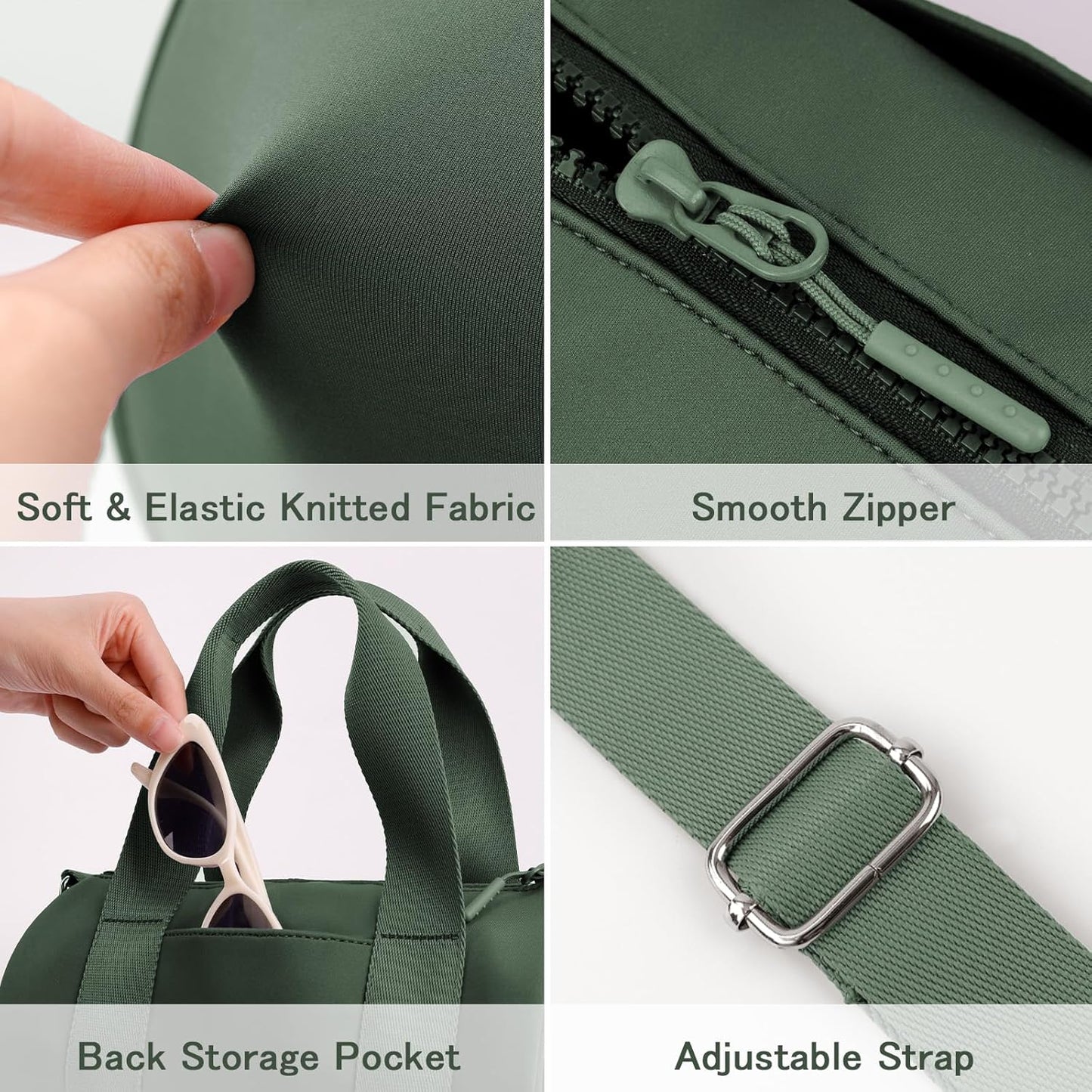 IBEE Small Gym Bag for Women Mini Duffel Bag for Travel Waterproof Workout Crossbody Bags Elastic Fabric Barrel Purse for Sports Fitness Yoga Cute Lightweight
