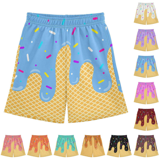 Ice Cream Shorts Boys Summer Cute Preppy Clothes Ice Cream Drip Baseball Shorts Elastic Waist Athletic Short Pants 2-14 Y
