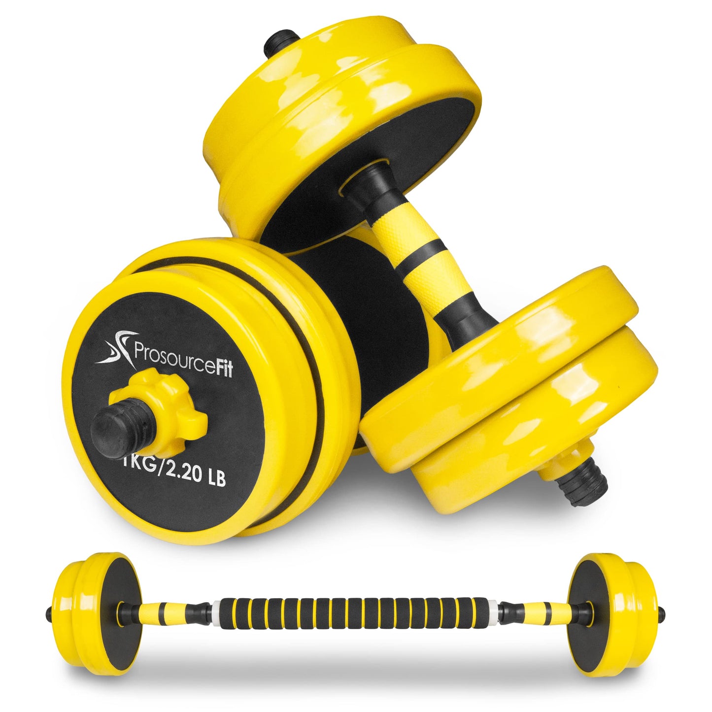 ProsourceFit Adjustable Dumbbell & Barbell Weight Set, 2-in-1 Free Weights Available 33Lbs, Home Gym Equipment
