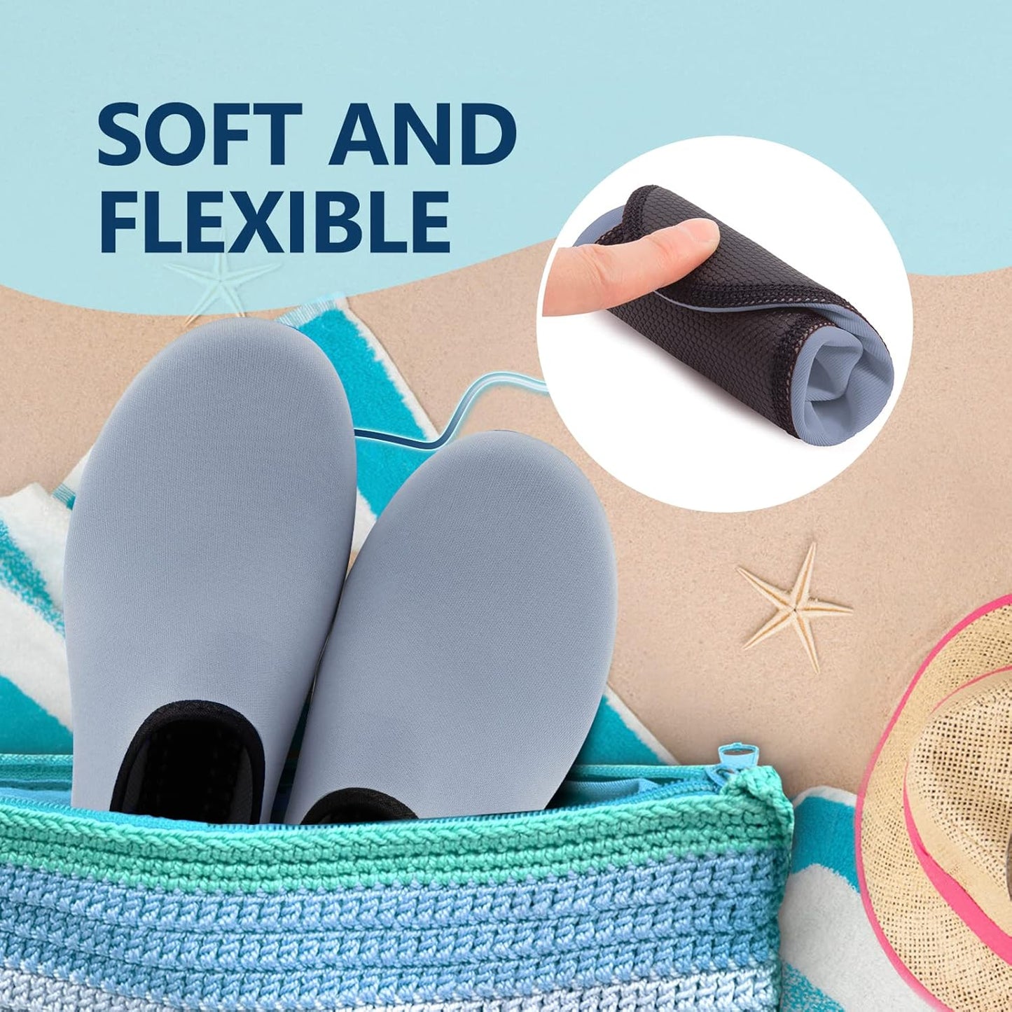 JACKSHIBO Water Shoes for Women Men Swim Shoes Water Socks for Cruise Essentials Swimming Aqua Beach Pool Yoga Surf