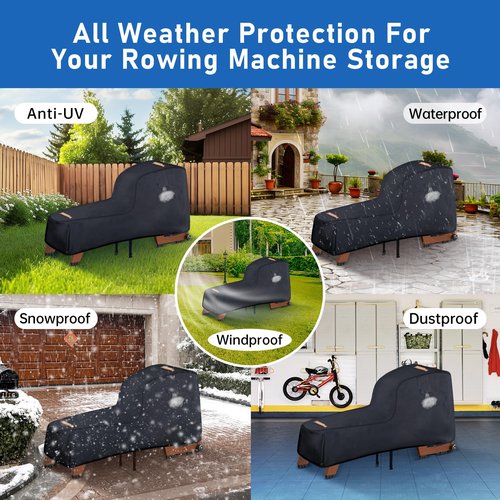 Rowing Machine Cover - 420D Heavy Duty Outdoor Protective Cover for Concept 2 Fitness Equipment With Waterproof Strip, Windproof Buckle, 2 Handles - Accessories Fit for Concept 2 Rower