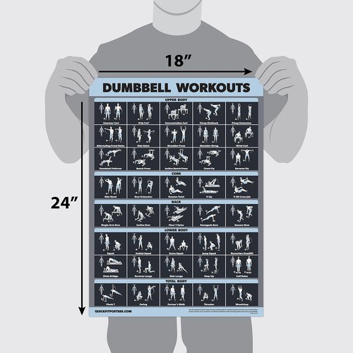 Palace Learning Dumbbell Workout Exercise Poster [Dark] (LAMINATED, 18" x 24")