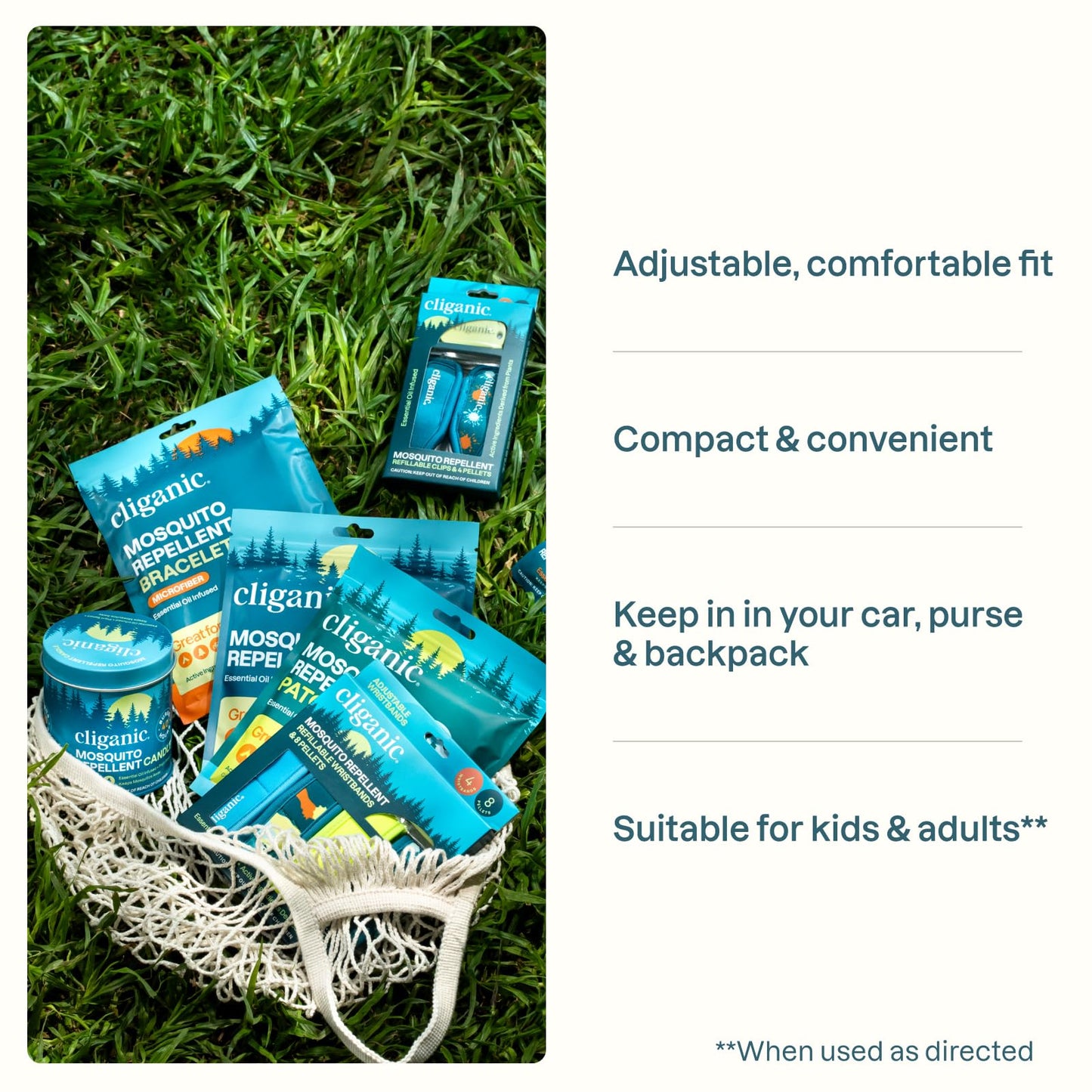 Cliganic Mosquito Repellent Microfiber Bracelets (20 Pack) - for Adults and Kids, DEET Free Wristbands