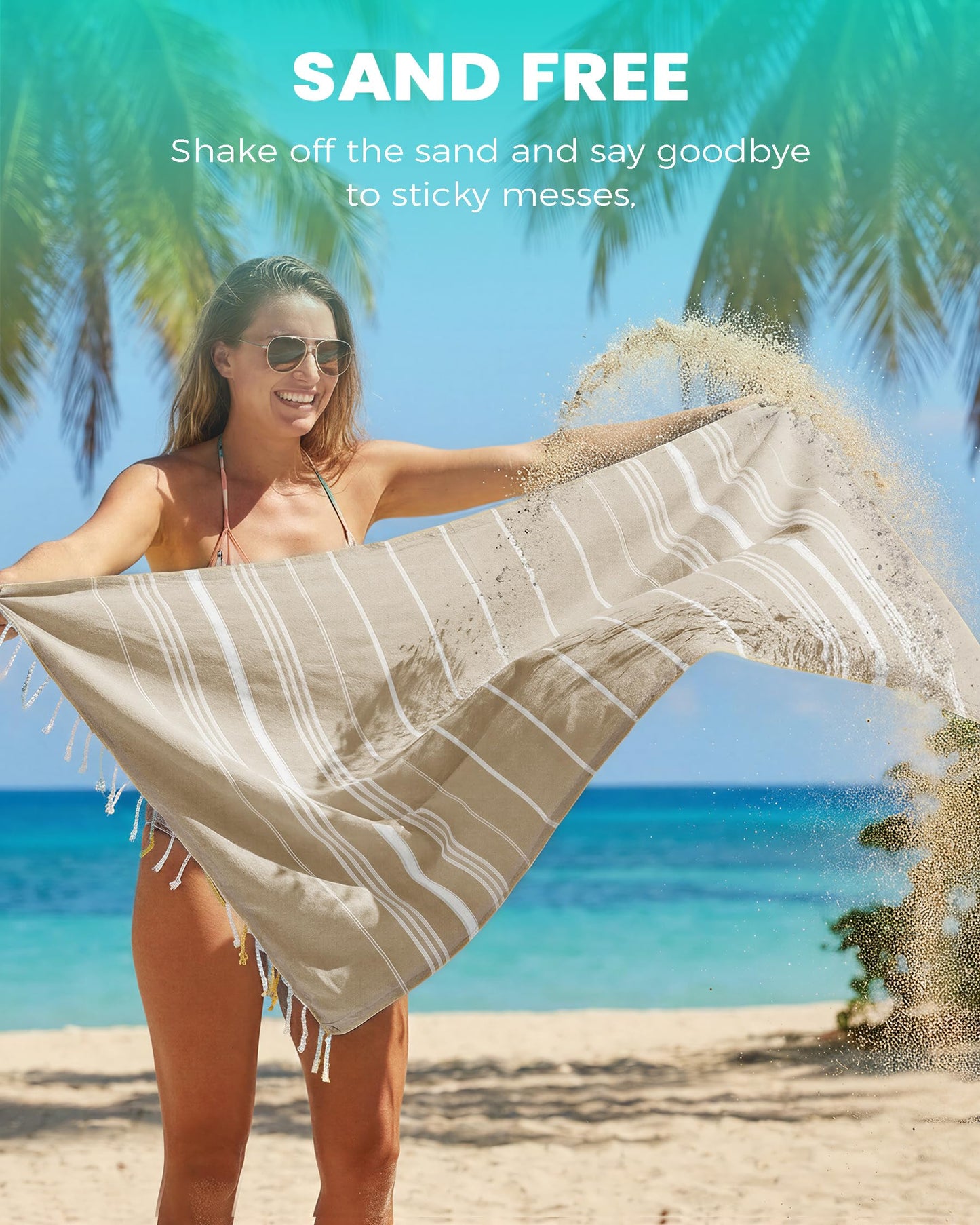 2 Packs Cotton Turkish Beach Towels Sand Free Quick Dry Oversized Bath Pool Swim Towel Large Extra Xl Big Blanket Adult Travel Essentials Cruise Accessories Must Haves Clearance Vacation Stuff